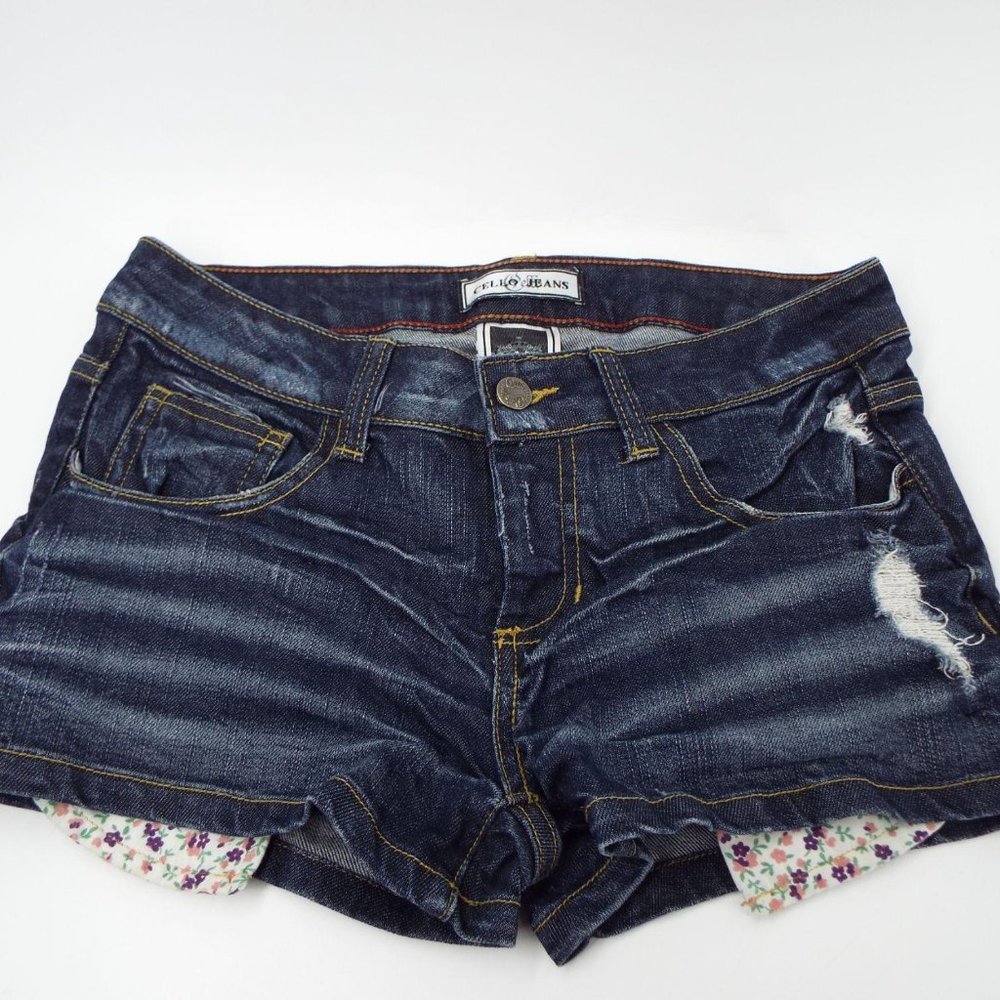 Cello Distressed Denim Exposed Pockets Shorts